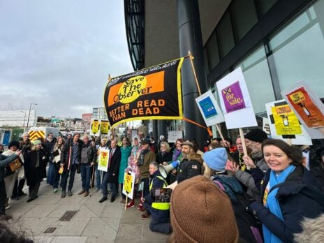 On the picket line at Guardian: 'Observer, Observer, James Harding don't deserve her!' On the picket line at Guardian: 'Observer, Observer, James Harding don't deserve her!'