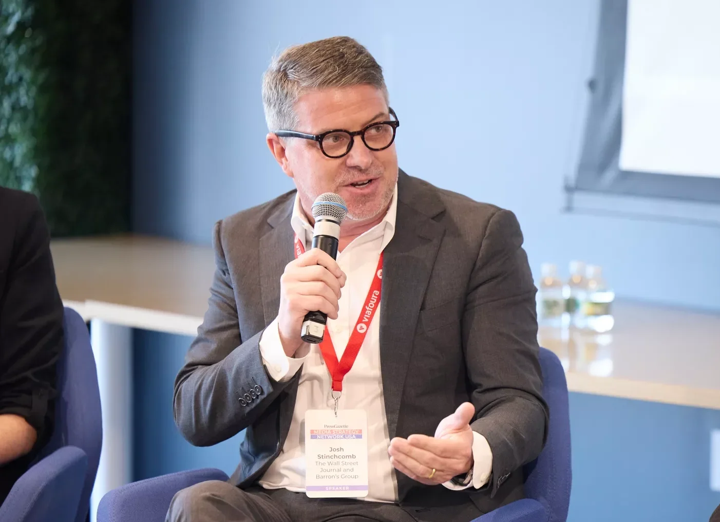 Wall Street Journal chief revenue officer Josh Stinchcomb speaking at the Press Gazette Media Strategy Network USA conference in New York, March 2025