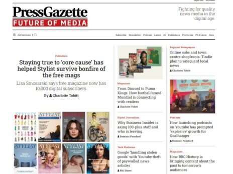 Press Gazette tops ranking of websites covering media industry news